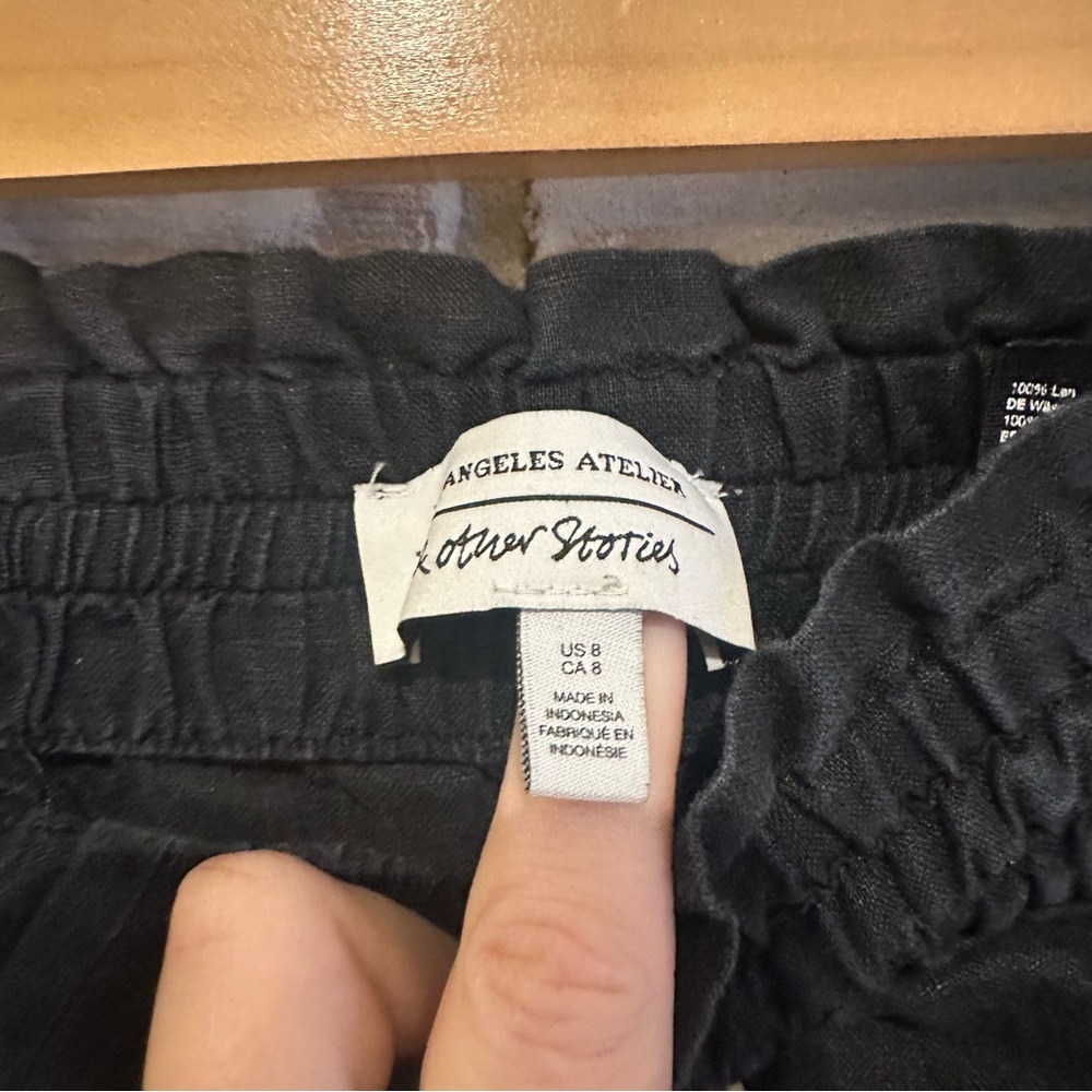 & Other Stories black pull on linen pants size 8 - Picture 4 of 7